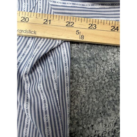 BUGATCHI Shaped Fit Large Blue Geometric Striped Flip Cuff Casual Mens - Picture 4 of 8